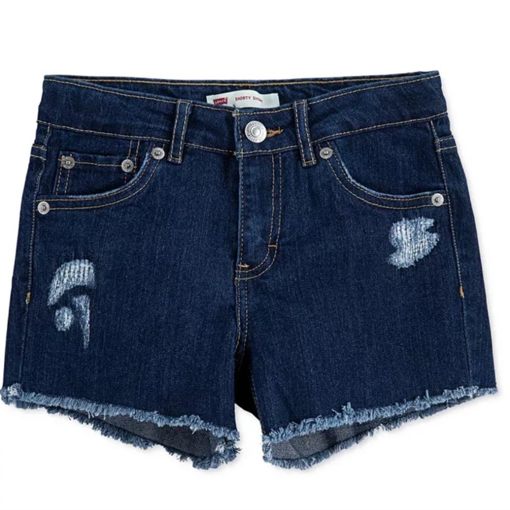 Levi’s Big Girls Distressed Stretch Denim Shorty Shorts